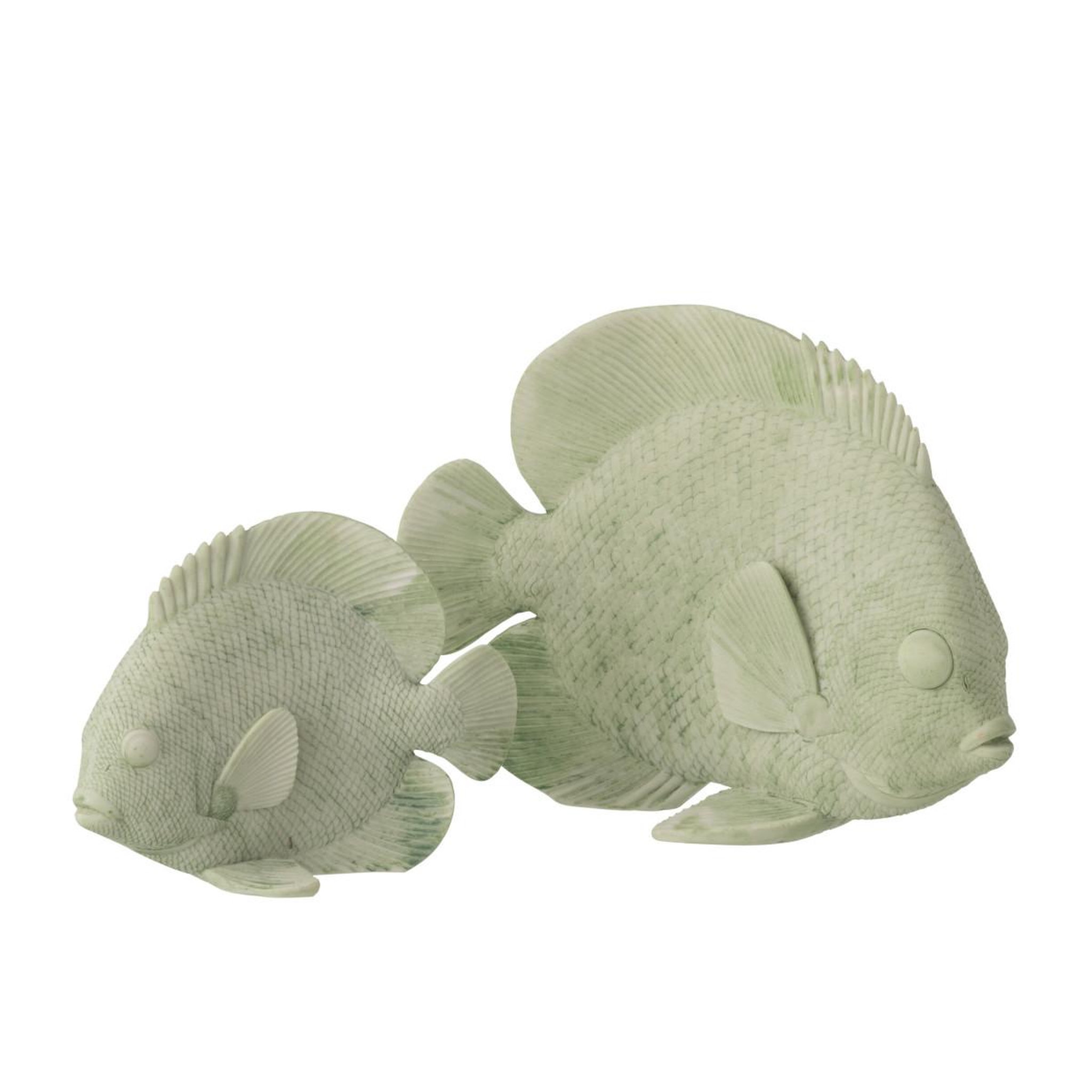 Voir la diapositive 2 : J-LINE Statuette déco poisson  corail  29cm vert