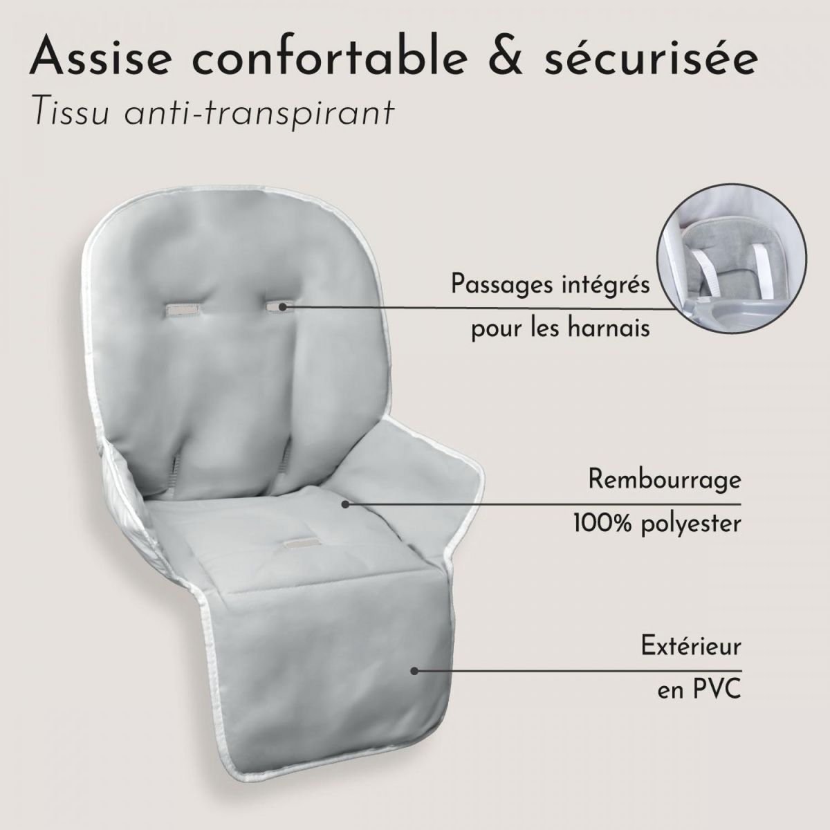 Monsieur Bébé Housse d'assise pour chaise haute bébé enfant gamme Ptit - Cléo