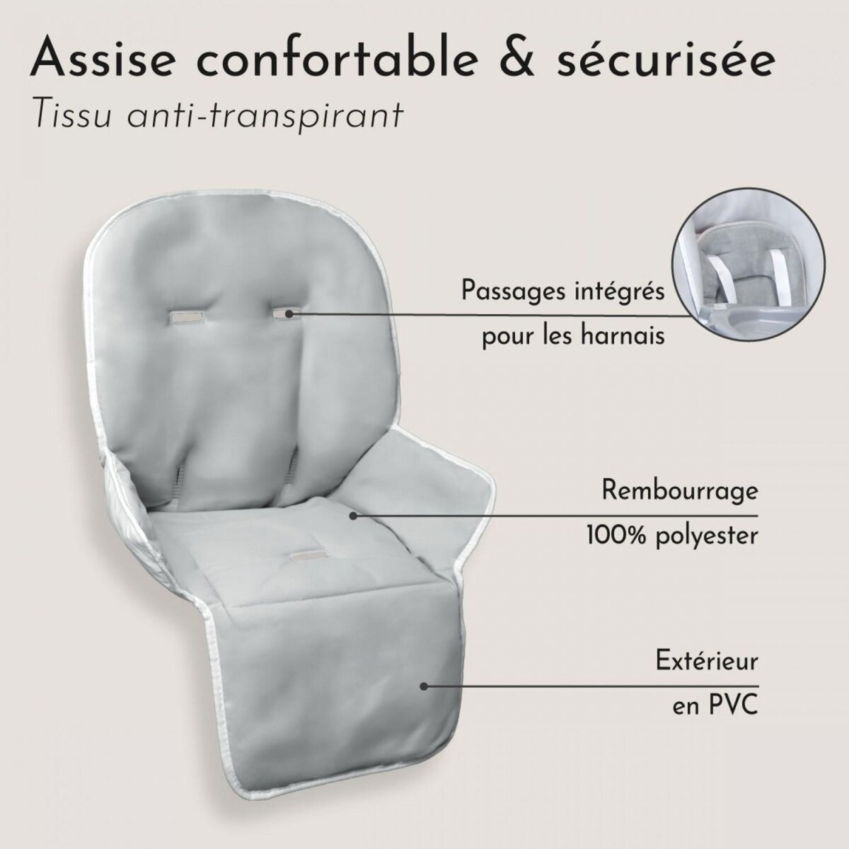 Monsieur Bébé Housse d'assise pour chaise haute bébé enfant gamme Ptit - Cléo