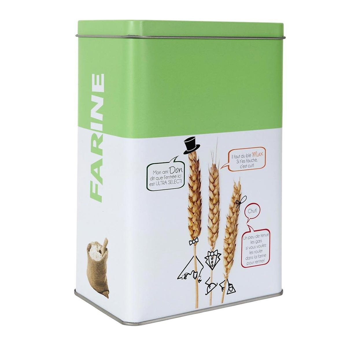 Paris Prix Boîte à Farine en Métal  Ludique  18cm Vert
