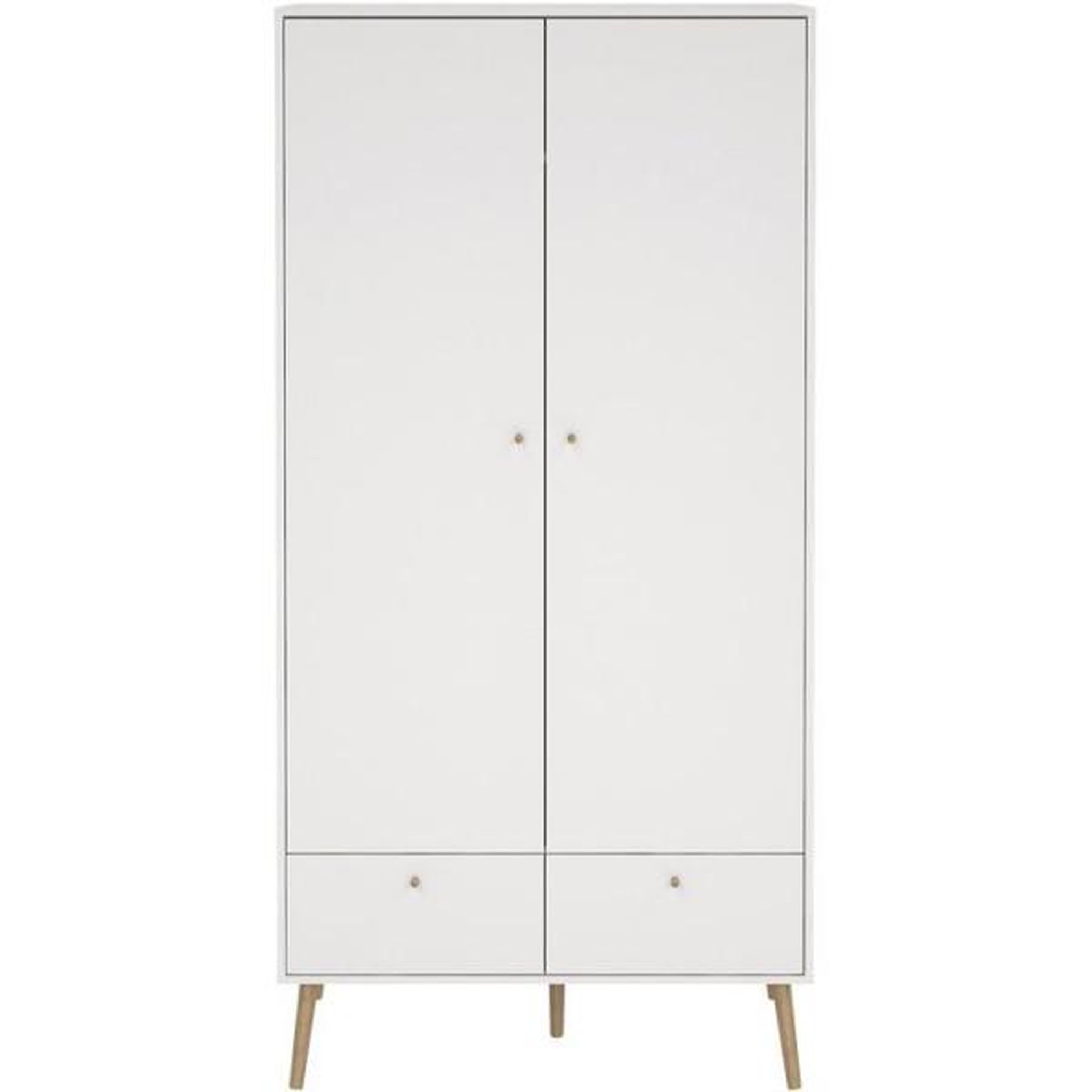 Voir la diapositive 4 : MARKET24 Armoire de chambre - bodo - blanc mat - 2 portes - 2 tiroirs - 98,7 x 58,1 x 200,1 cm