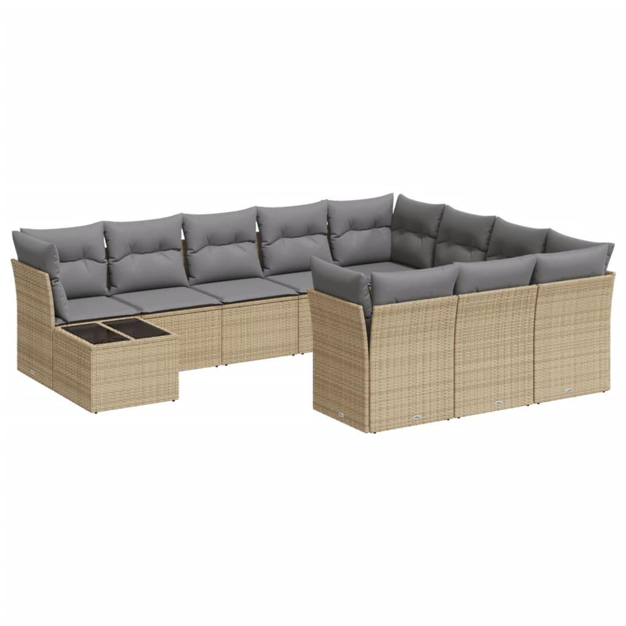 Voir la diapositive 2 : VIDAXL Salon de jardin 11 pcs avec coussins beige resine tressee
