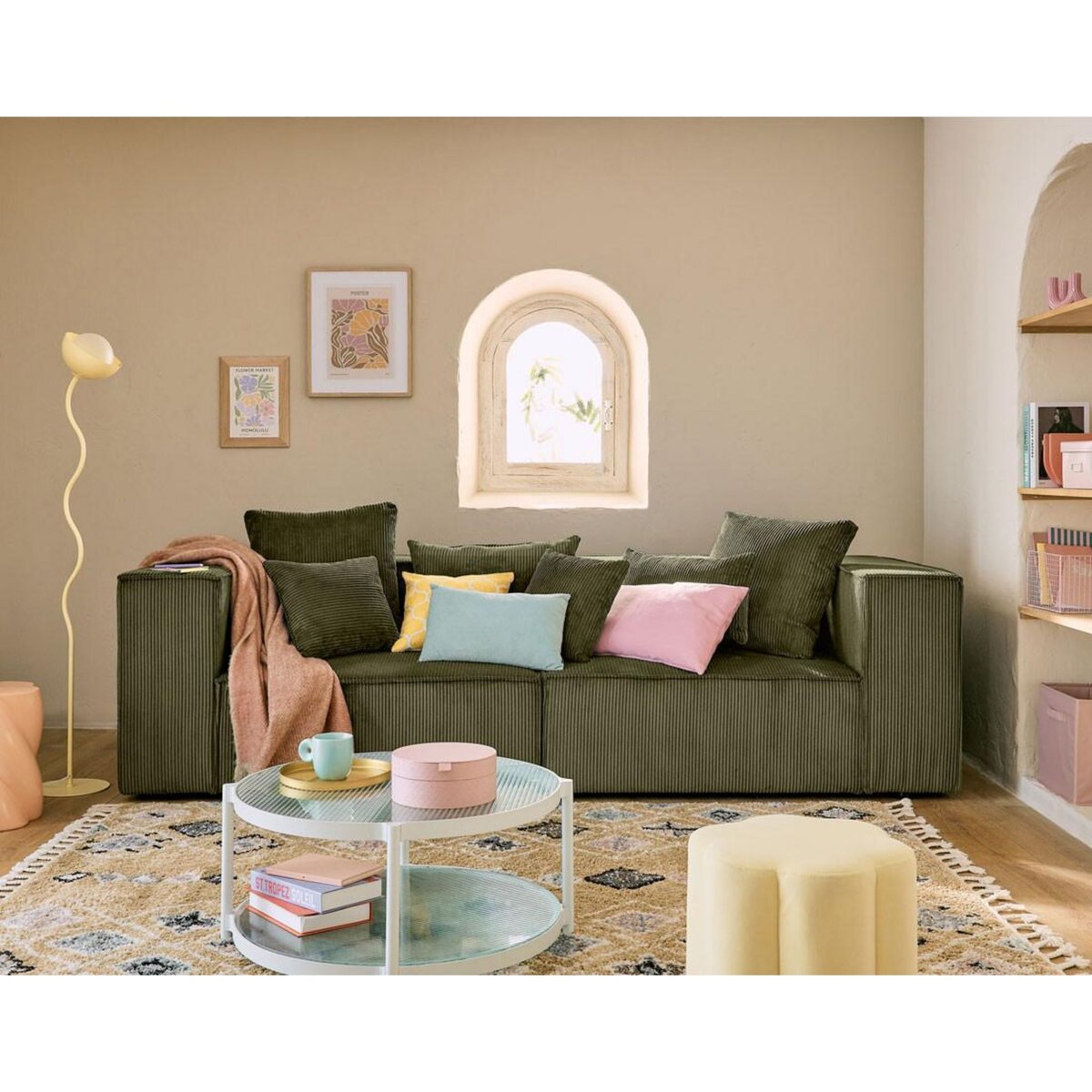 LISA DESIGN Colombine - canapé modulable droit - 2 places - en velours côtelé