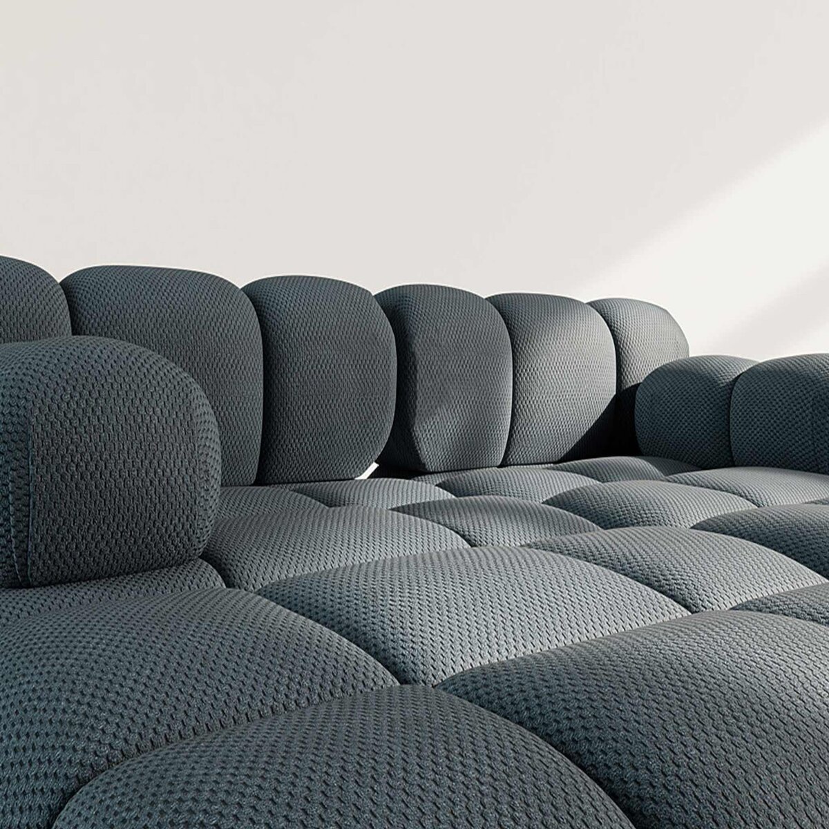 LISA DESIGN Ruby - canapé droit 4 places avec double méridienne - assise profonde - en velours texturé