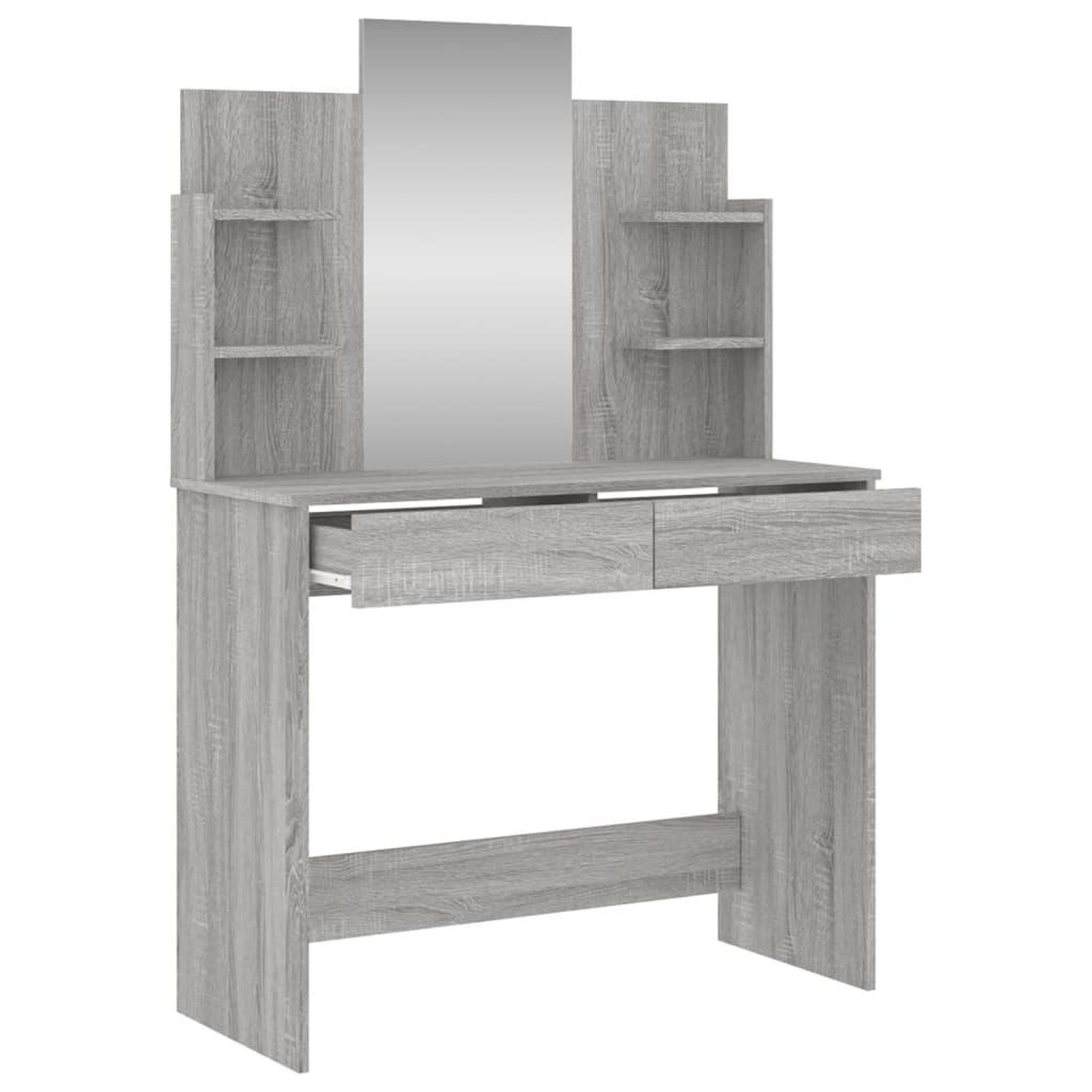 Voir la diapositive 5 : VIDAXL Coiffeuse avec miroir sonoma gris 96x39x142 cm