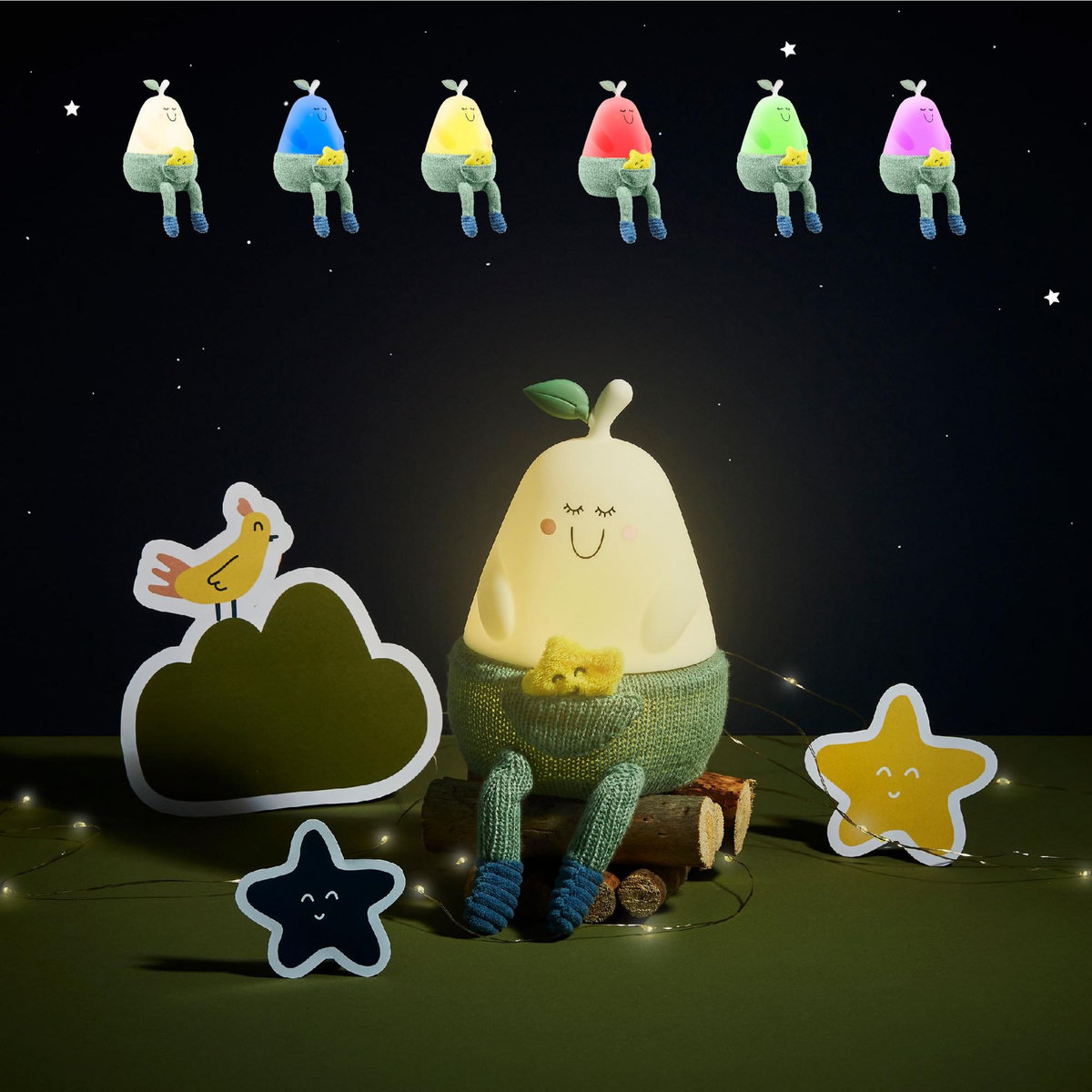 BADABULLE Veilleuse Lumineuse en Silicone Bertille Badabulle - Lumières Rassurantes Colorées ou Blanches