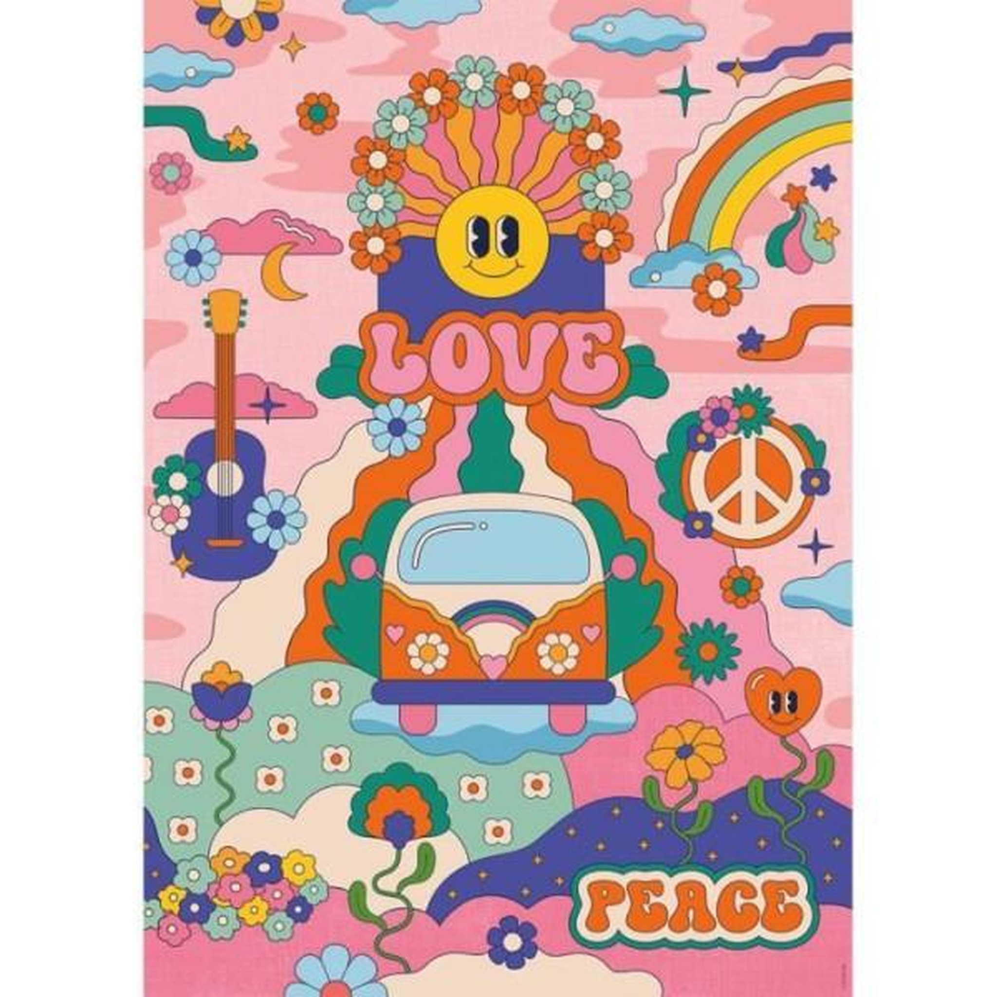 RAVENSBURGER Puzzle 1000 pieces hippie style / cha cha pop, des 14 ans, puzzle de qualité supérieure, collection artiste, 12001443, nathan