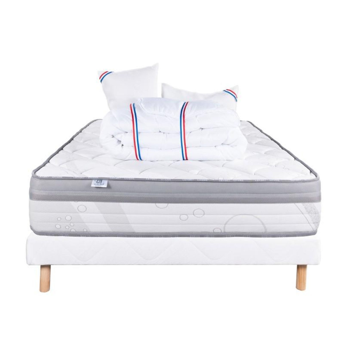 LUXURY LITERIE Ensemble literie ressorts, Relaxation Ferme, Blanc