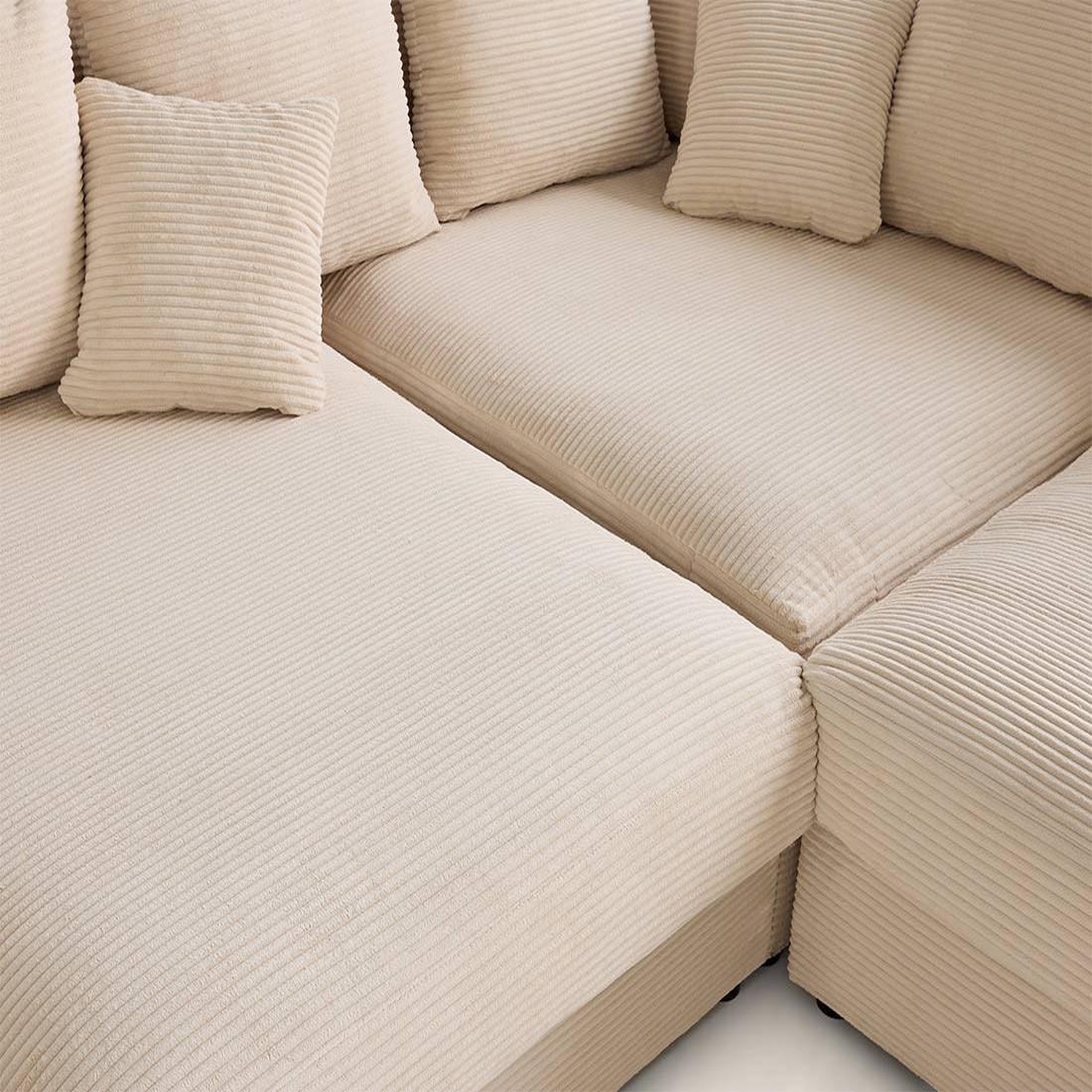 Voir la diapositive 6 : LISA DESIGN Aspen - canapé d'angle réversible 5 places - assise profonde - en velours côtelé
