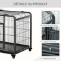 Voir la diapositive 5 : PAWHUT Cage pour chien pliable cage de transport sur roulettes 2 portes verrouillables plateau amovible dim. 109,5L x 71l x 78H cm métal gris noir