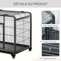 Voir la diapositive 5 : PAWHUT Cage pour chien pliable cage de transport sur roulettes 2 portes verrouillables plateau amovible dim. 109,5L x 71l x 78H cm métal gris noir