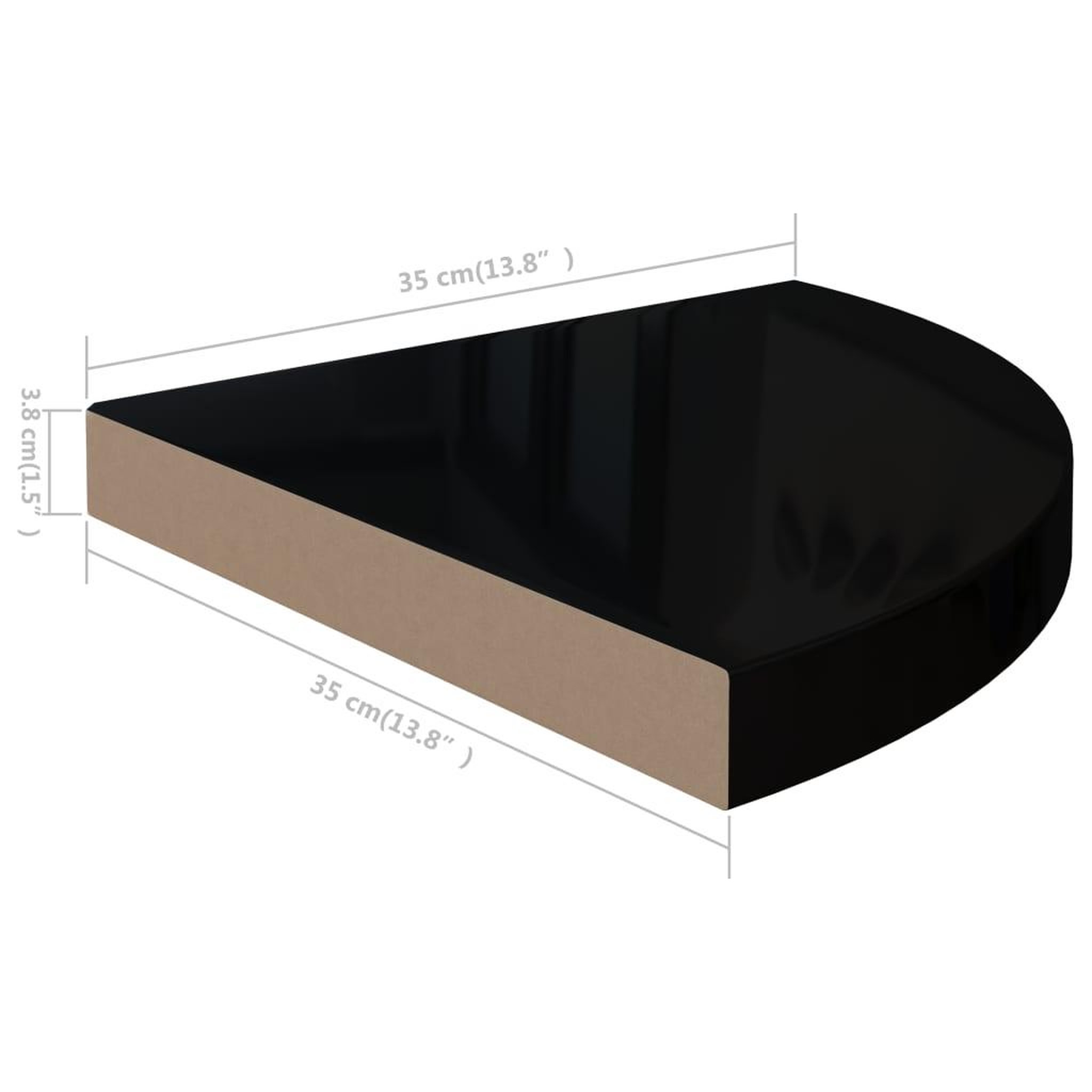 Voir la diapositive 6 : VIDAXL Etageres d'angle flottantes 2pcs noir brillant 35x35x3,8 cm MDF