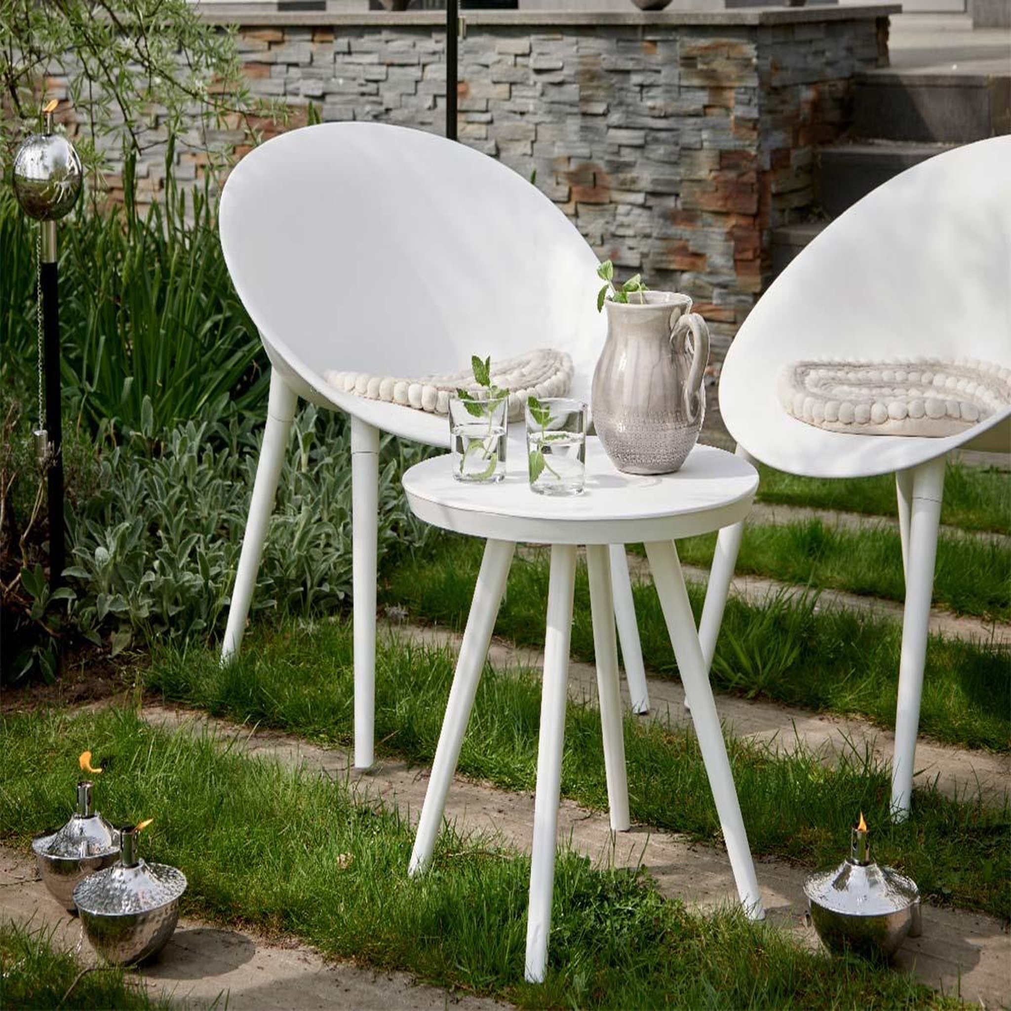 Voir la diapositive 2 : JARDIDECO Salon de jardin en plastique marbella blanc - jardideco