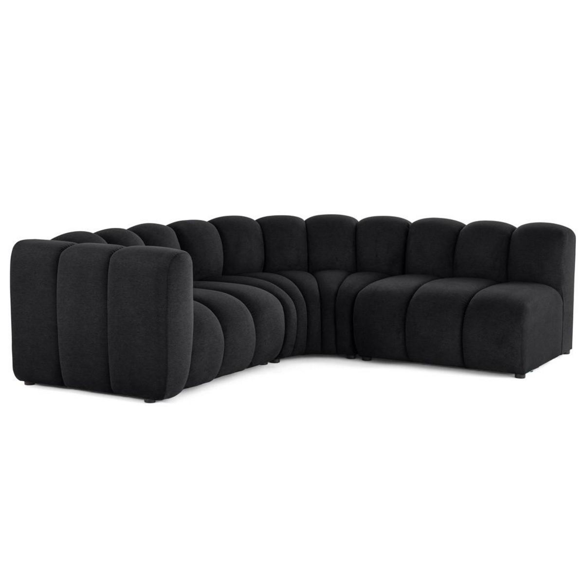 LISA DESIGN Debbie - canapé modulable d'angle droit 4 places avec accoudoir en tissu texturé