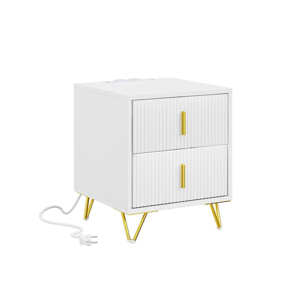 SOBUY Chevet avec 2 tiroirs blanc 40x36x47 cm FBT115-E-W