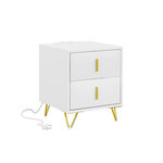 SOBUY Chevet avec 2 tiroirs blanc 40x36x47 cm FBT115-E-W