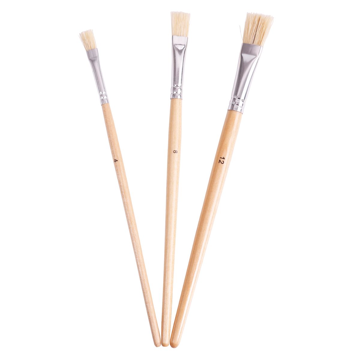 AUCHAN Lot de 3 pinceaux plats N°4/8/12