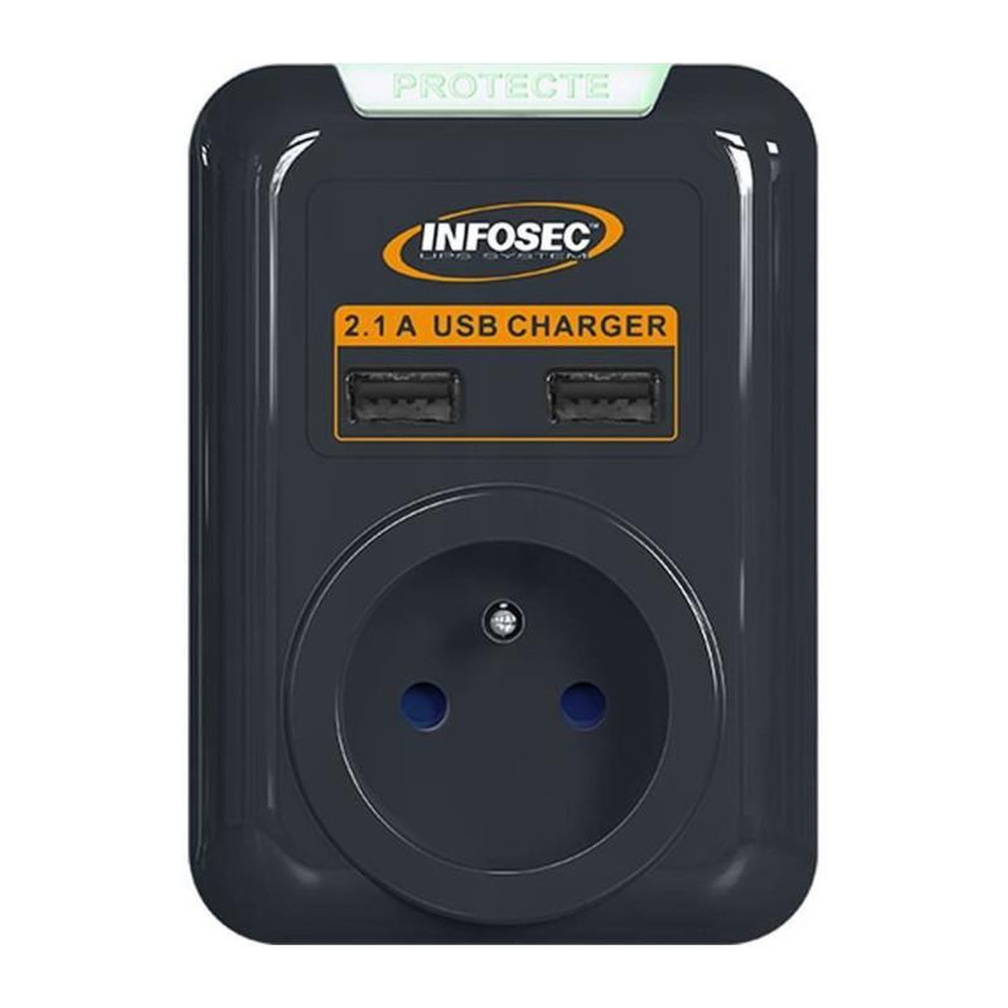 Voir la diapositive 1 : Infosec INFOSEC - S1 USB NEO - Parasurtenseur 1 Prise FR + 2 ports USB - Garantie 2 ans