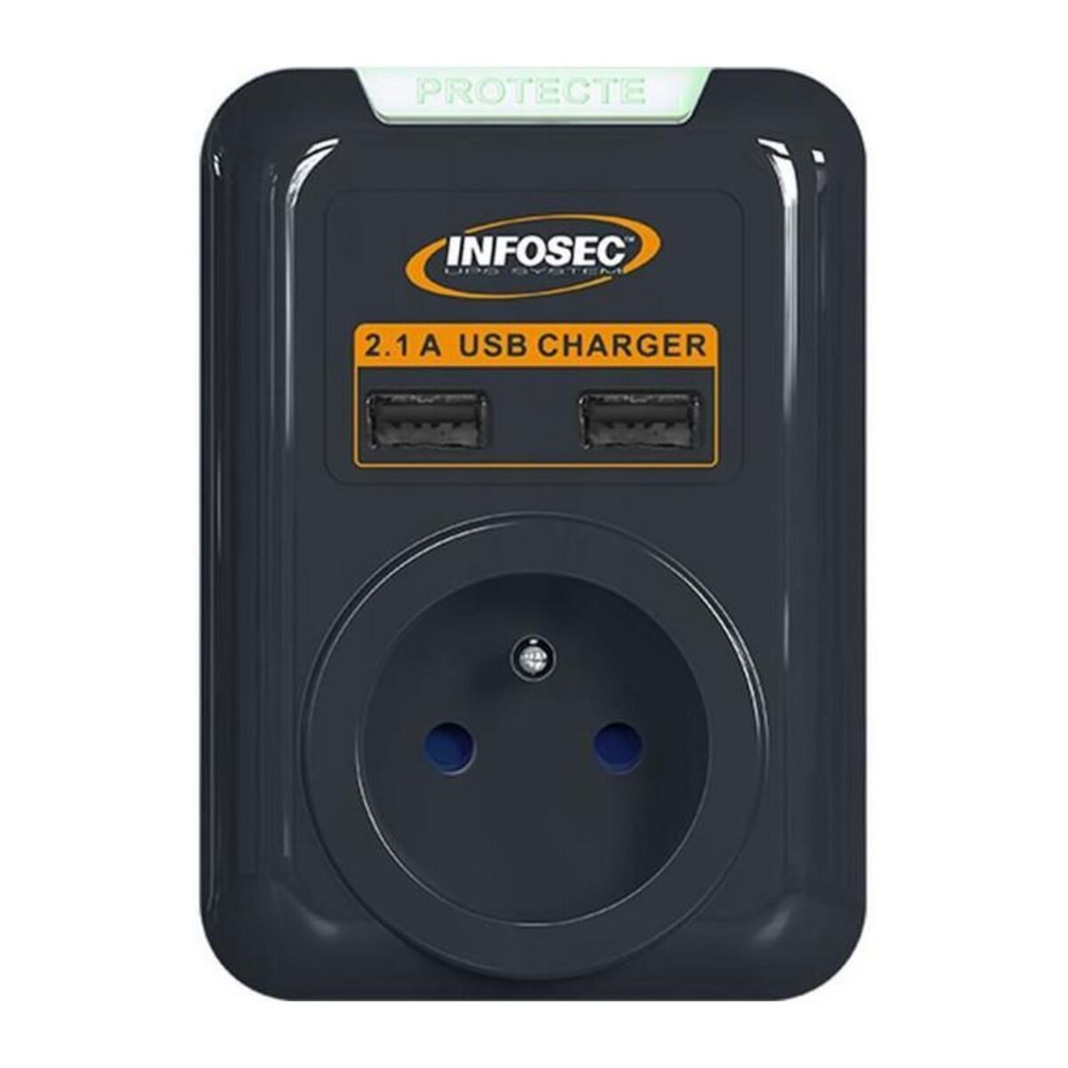 Infosec INFOSEC - S1 USB NEO - Parasurtenseur 1 Prise FR + 2 ports USB - Garantie 2 ans