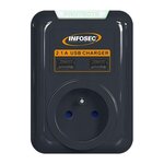 Infosec INFOSEC - S1 USB NEO - Parasurtenseur 1 Prise FR + 2 ports USB - Garantie 2 ans
