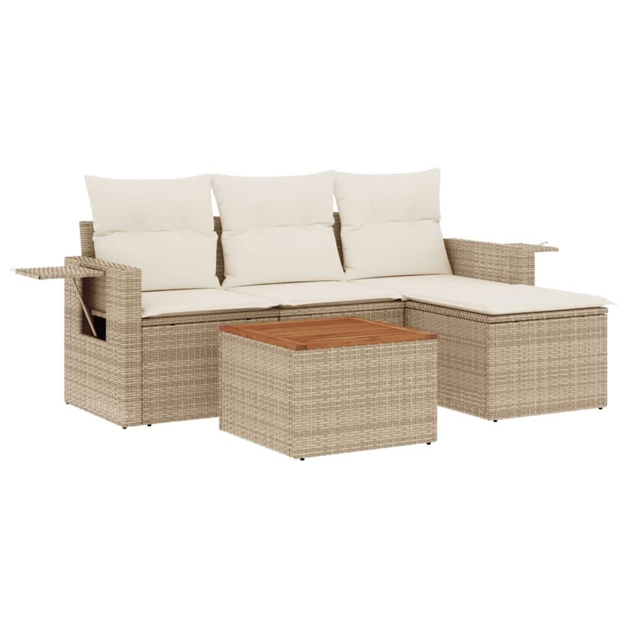 Voir la diapositive 2 : VIDAXL Salon de jardin avec coussins 5 pcs beige resine tressee