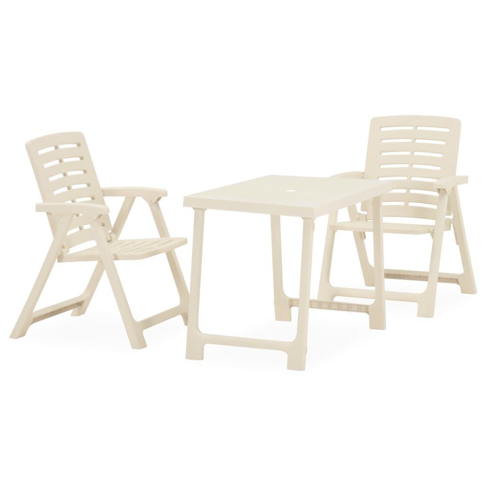 Voir la diapositive 1 : VIDAXL Ensemble de bistro pliable 3 pcs Plastique Blanc