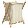 Voir la diapositive 2 : VIDAXL Panier a linge blanc creme 45x55x63,5 cm bambou