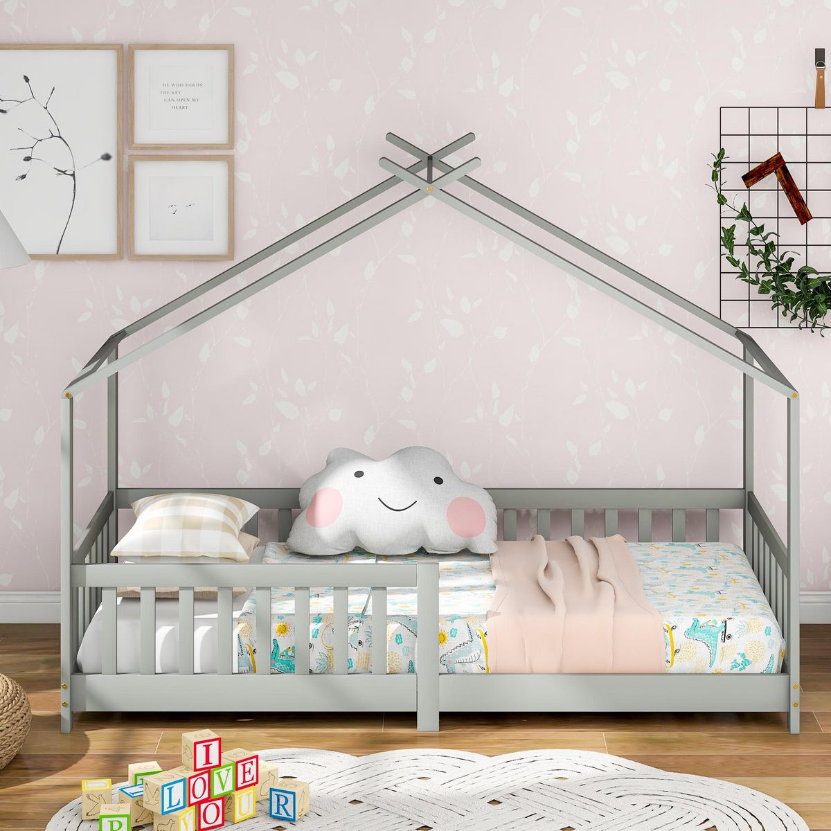MERAX Lit cabane enfant 90x200cm