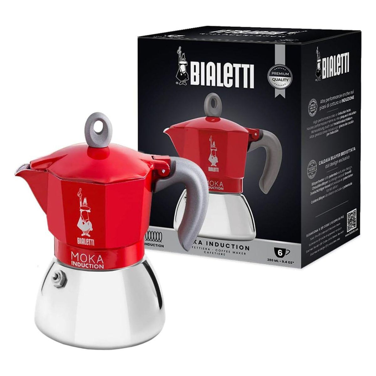 BIALETTI Cafetière italienne Moka induction 6 tasses RED