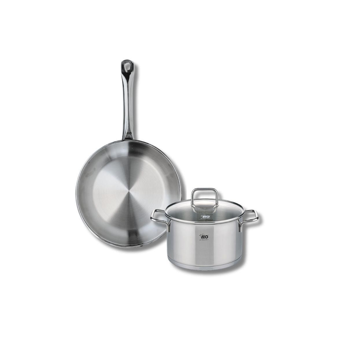 666 Barcelona Ensemble de 1 Poêle de cuisson 28 cm et 1 faitout 20 cm Elo Profi Citrin