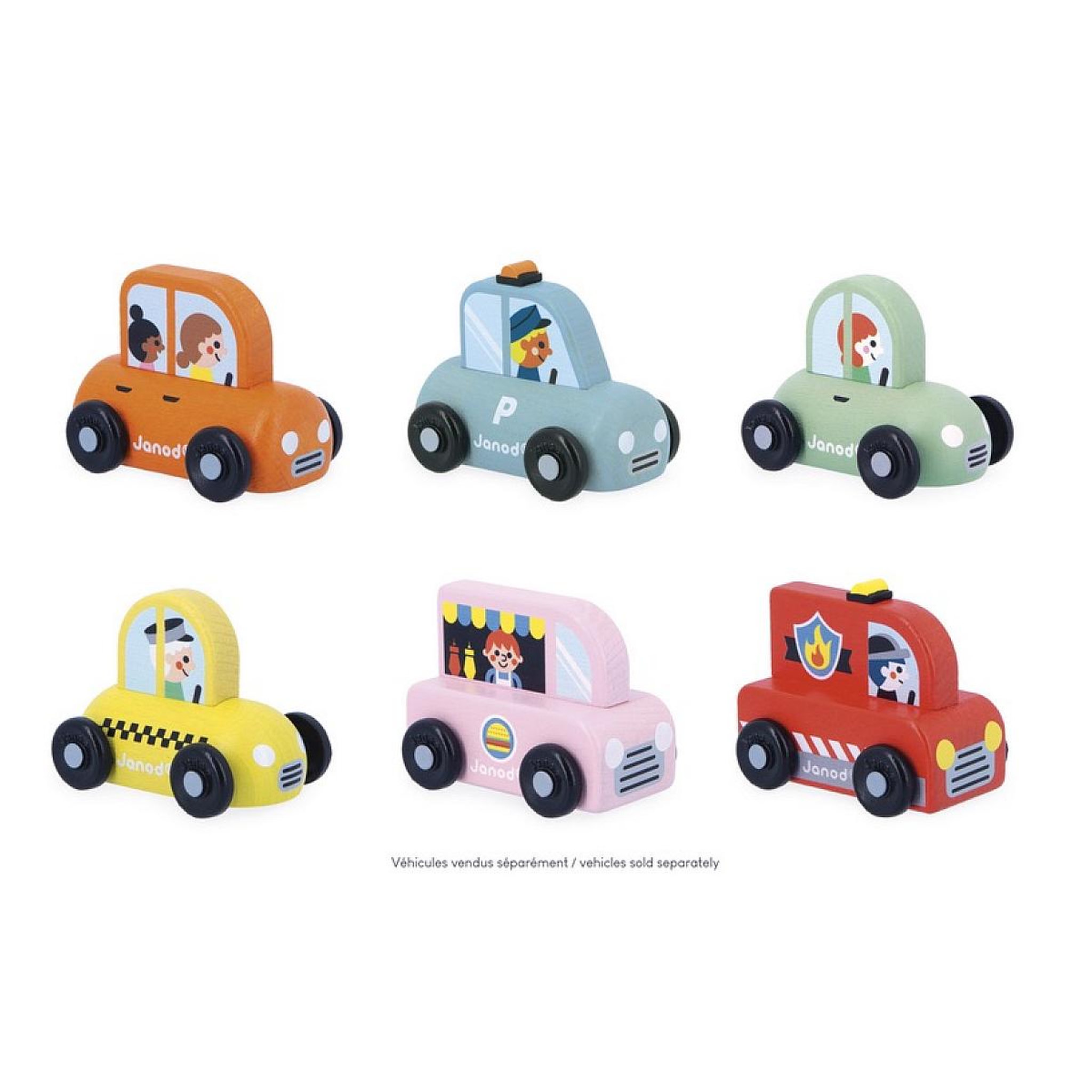 Voir la diapositive 2 : Juratoys-Janod Cross Roads - Mini Vehicules en bois asst