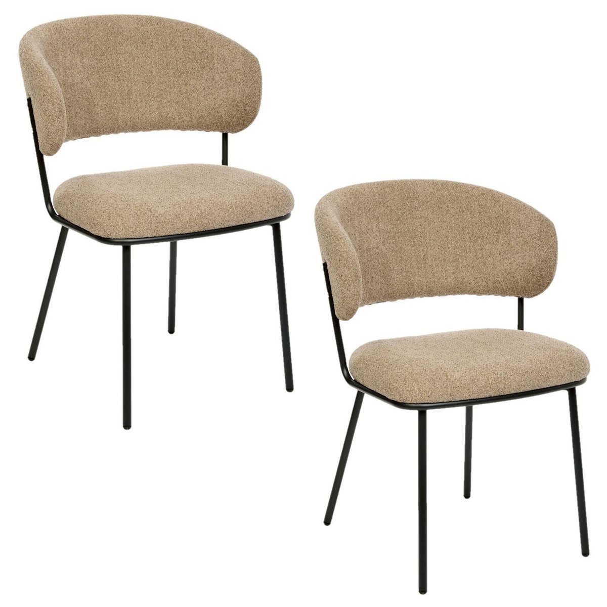 ATMOSPHERA Lot de 2 chaises en tissu chenille et pieds métal ALBA