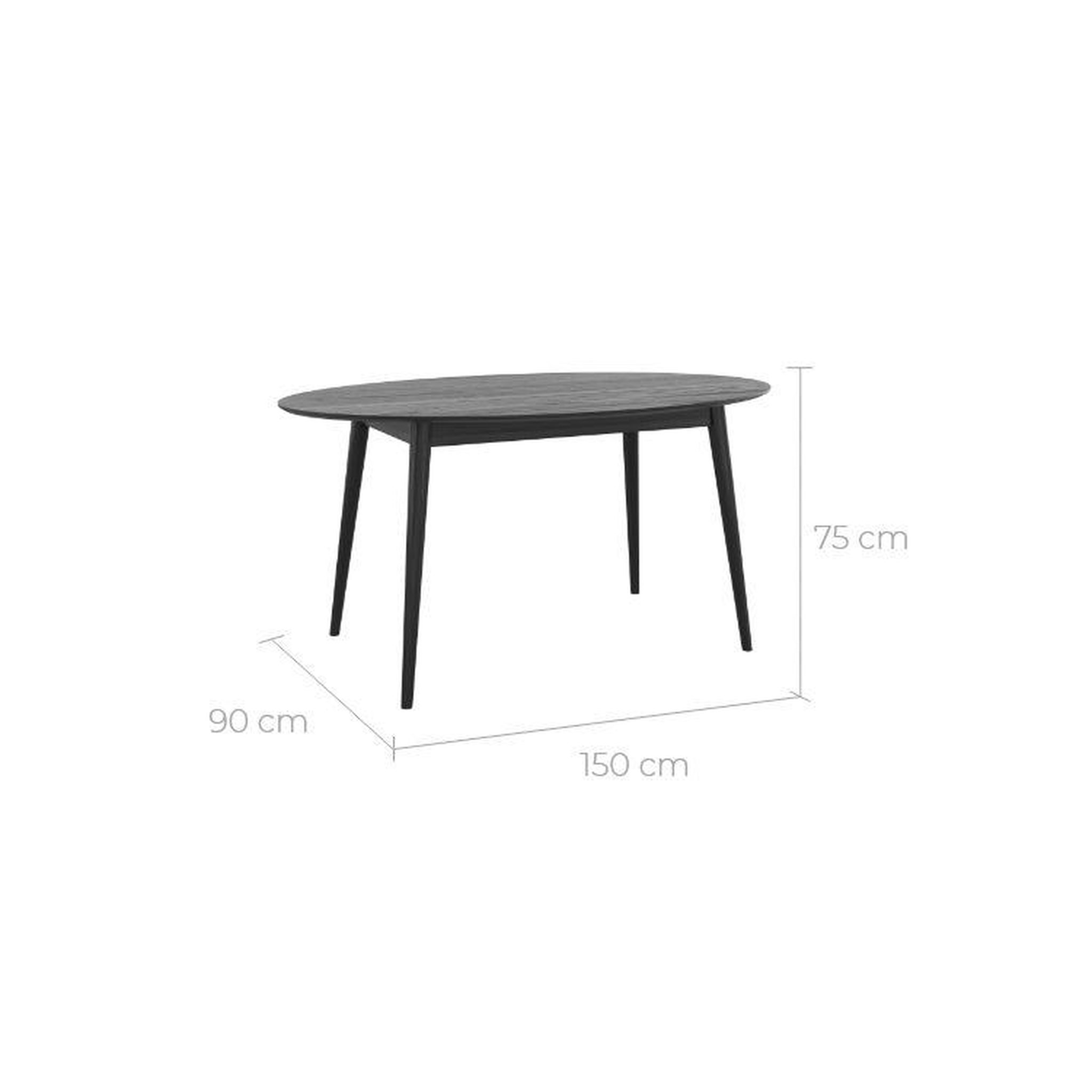 Voir la diapositive 4 : MAISON PAVANE Table ovale 6 personnes en bois noir 150 cm-eddy