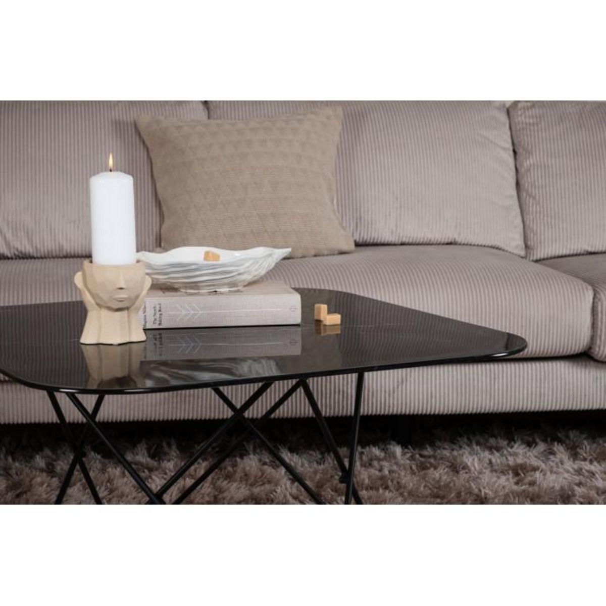 Paris Prix Table Basse en Verre Marbré  Tristar  80cm Noir