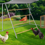 Voir la diapositive 2 : ID MARKET Grand perchoir pour poules 4 niveaux en bois compatible enclos