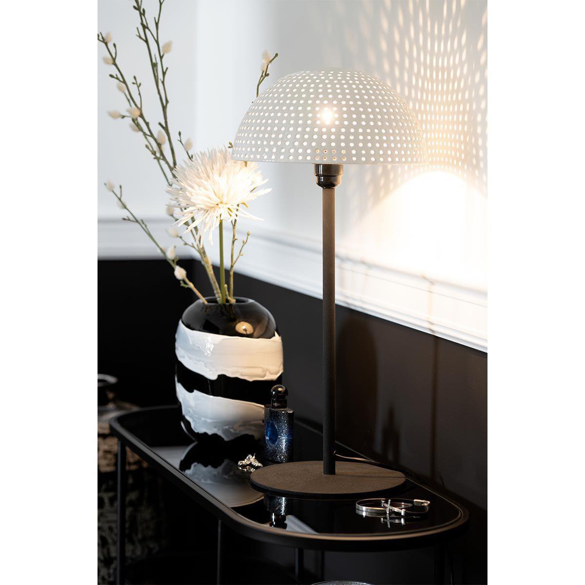 Voir la diapositive 4 : J-LINE Lampe à Poser  Champignon Brillant  59cm Blanc