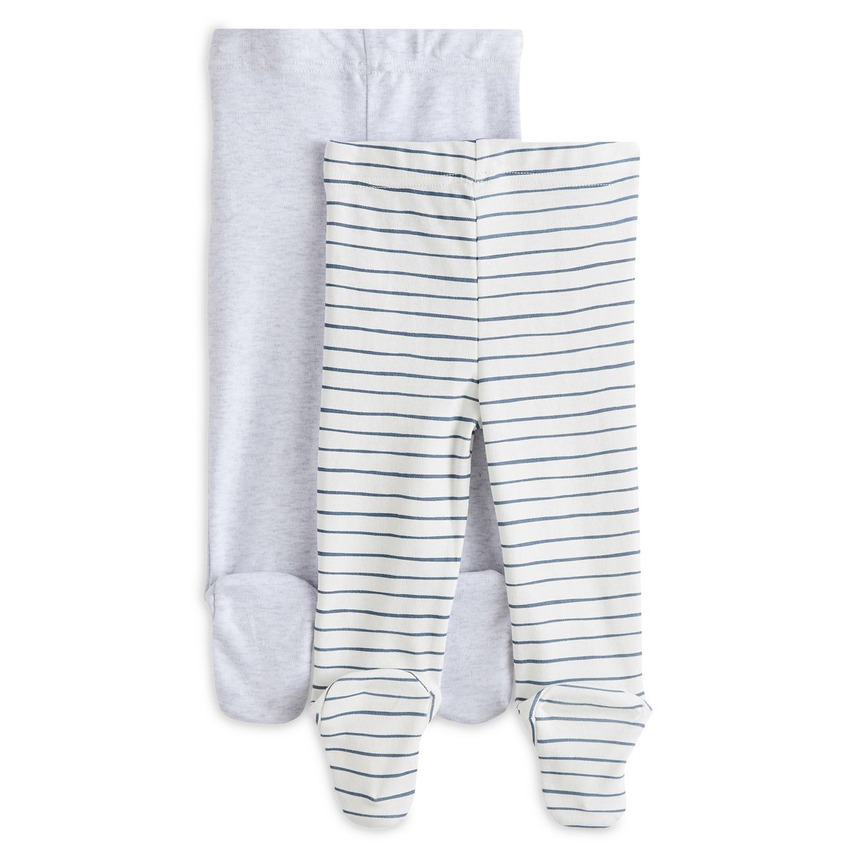 INEXTENSO Lot de 2 pantalons de naissance avec pieds bébé 