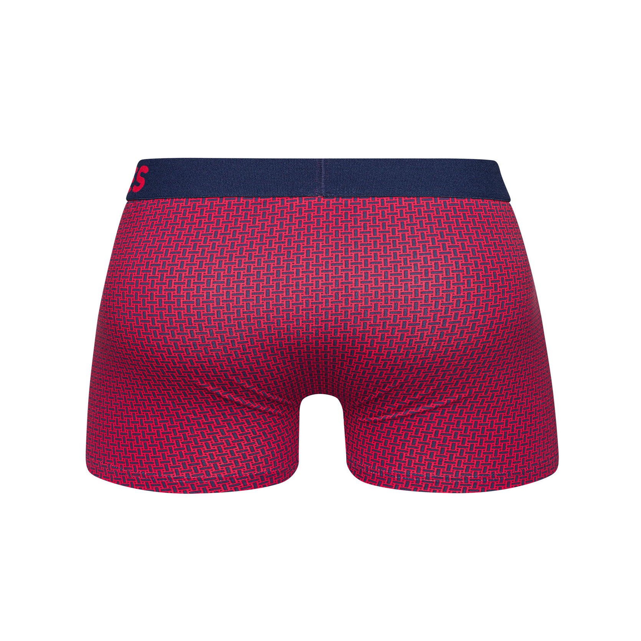 Voir la diapositive 3 : DEDOLES Boxer homme motif jacquard bleu & rouge