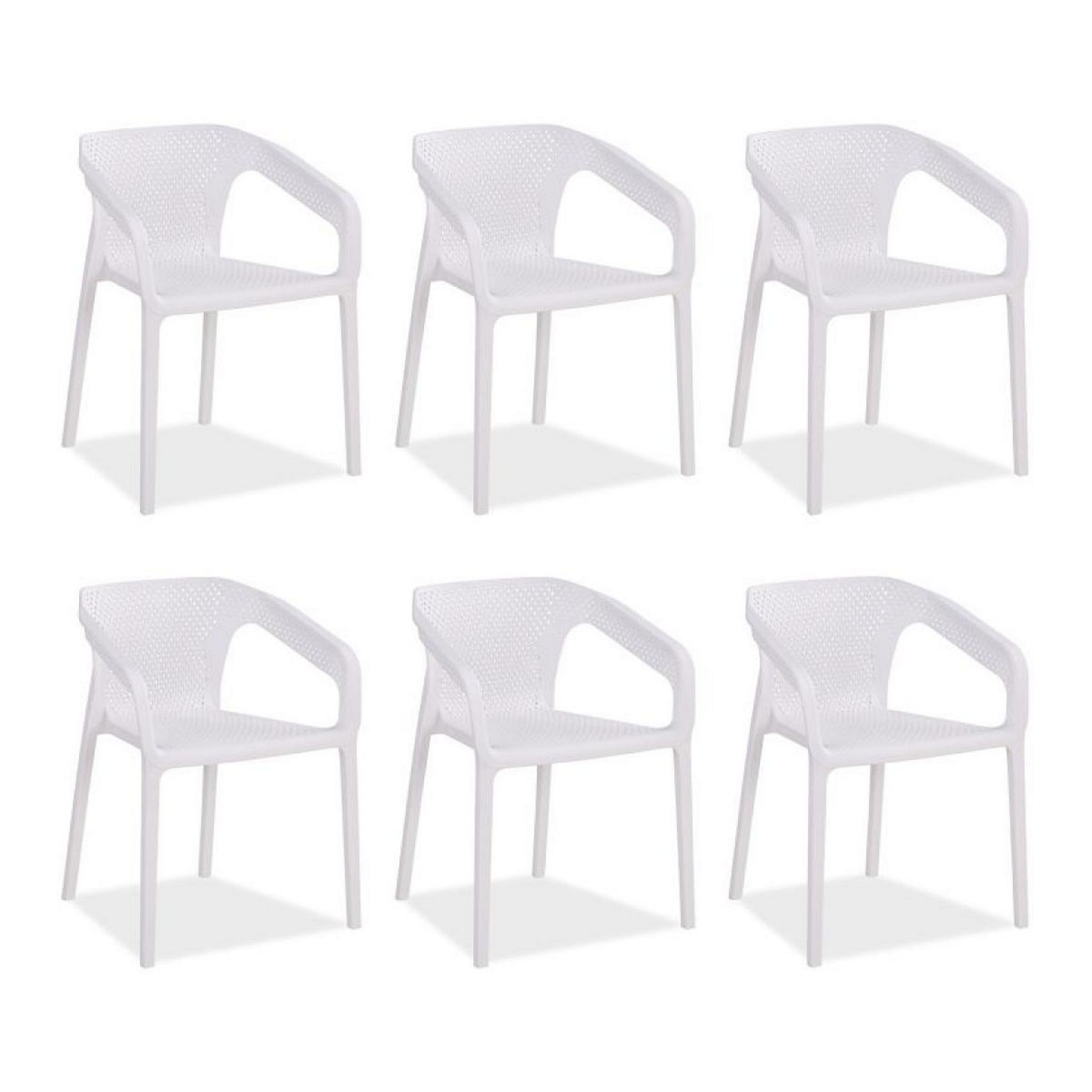 Lot De 4 Chaises De Jardin Empilables Blanc - Avec Accoudoirs, Résistantes Aux Intempéries | Design Moderne
