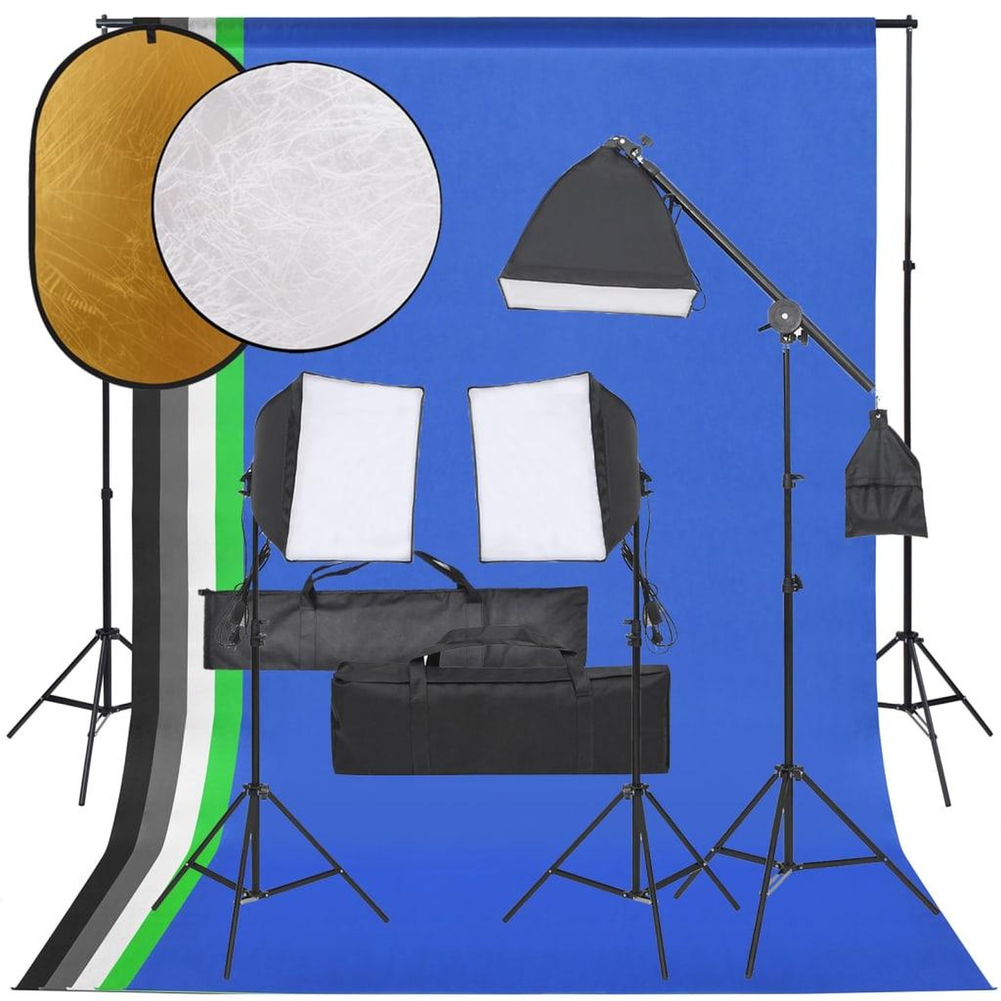 VIDAXL Kit de studio photo avec eclairage toile de fond et reflecteur