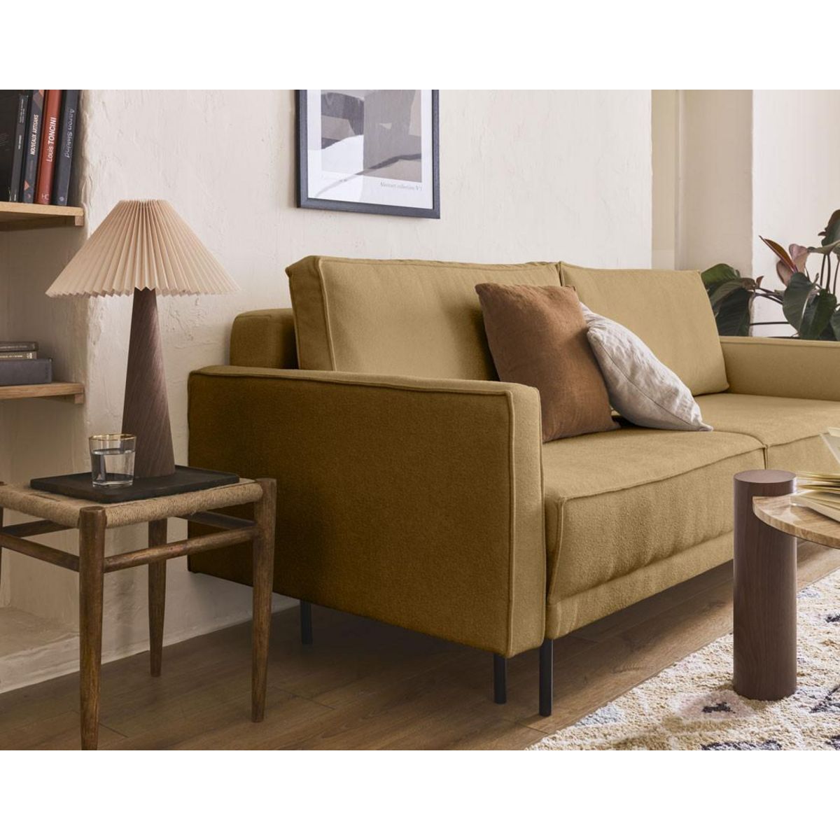 LISA DESIGN Charlie - canapé droit 3 places - convertible avec coffre - en tissu