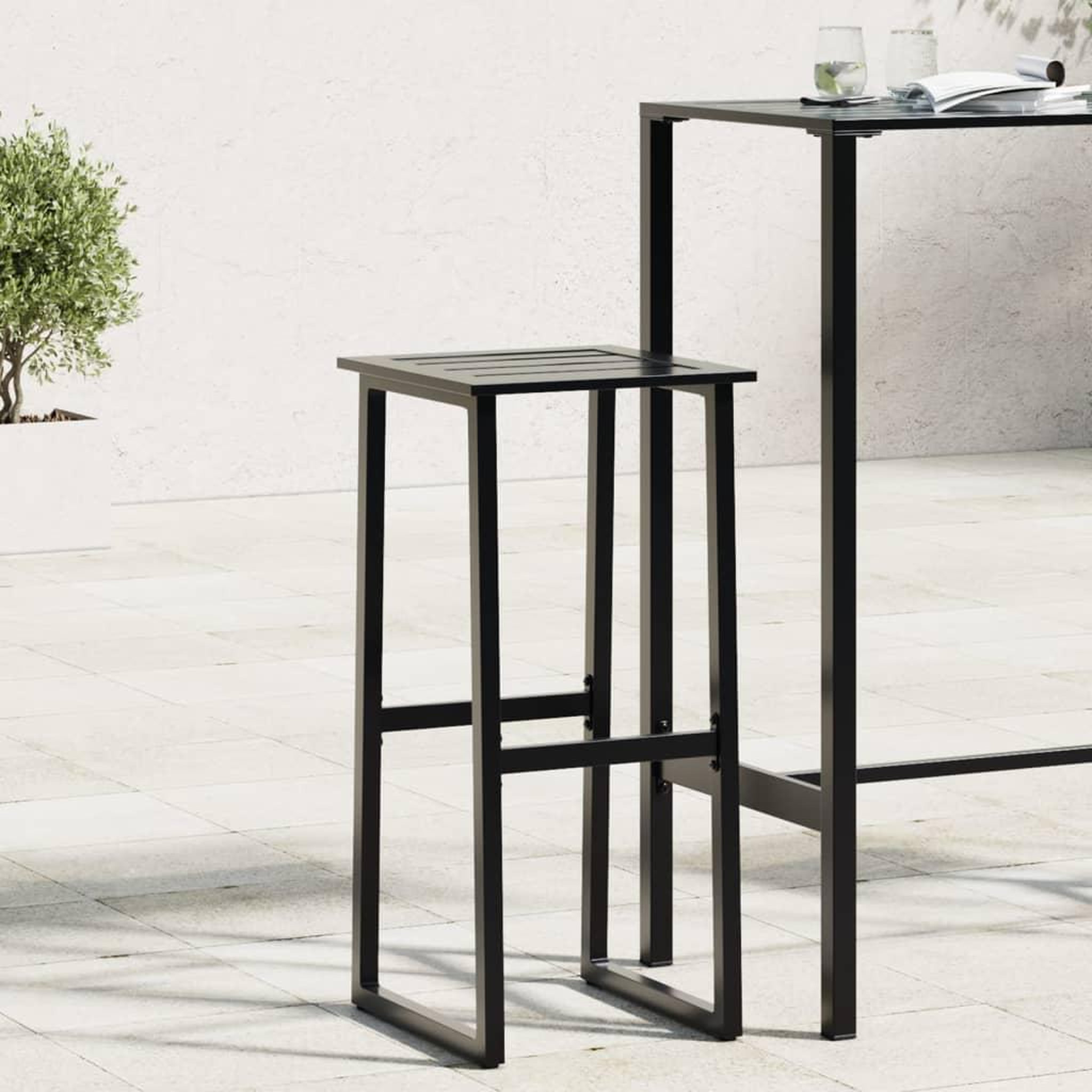 VIDAXL Tabourets de bar lot de 2 noir acier enduit de poudre
