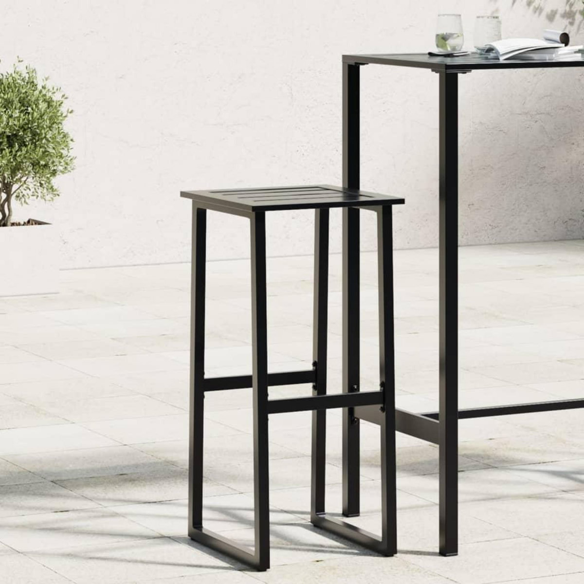 VIDAXL Tabourets de bar lot de 2 noir acier enduit de poudre