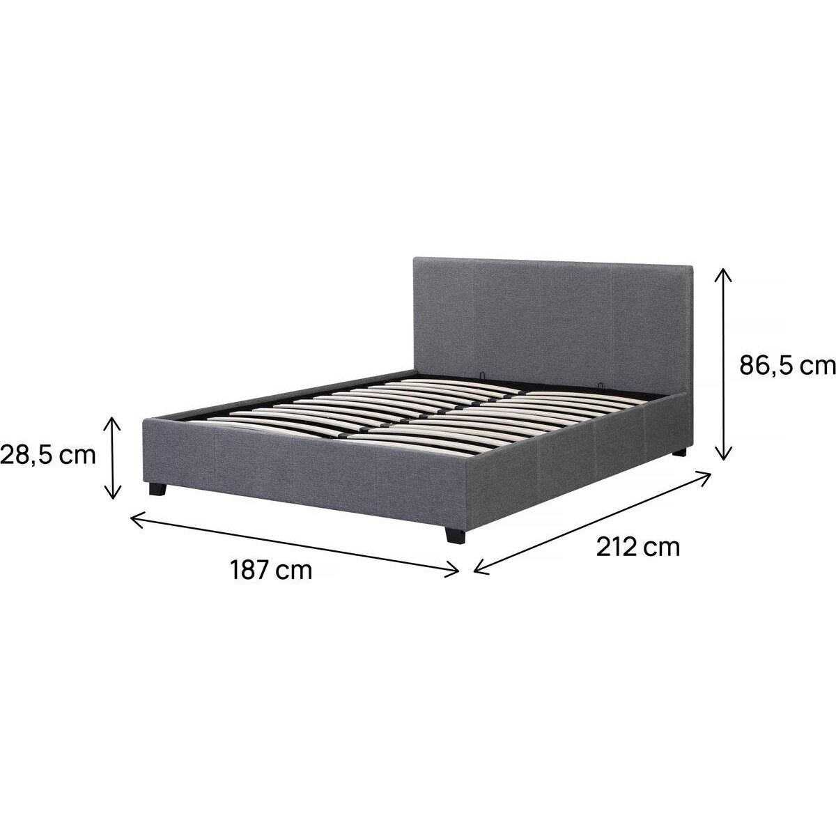 Habitat et Jardin Lit double avec coffre  Carla  - 180 x 200 - Gris