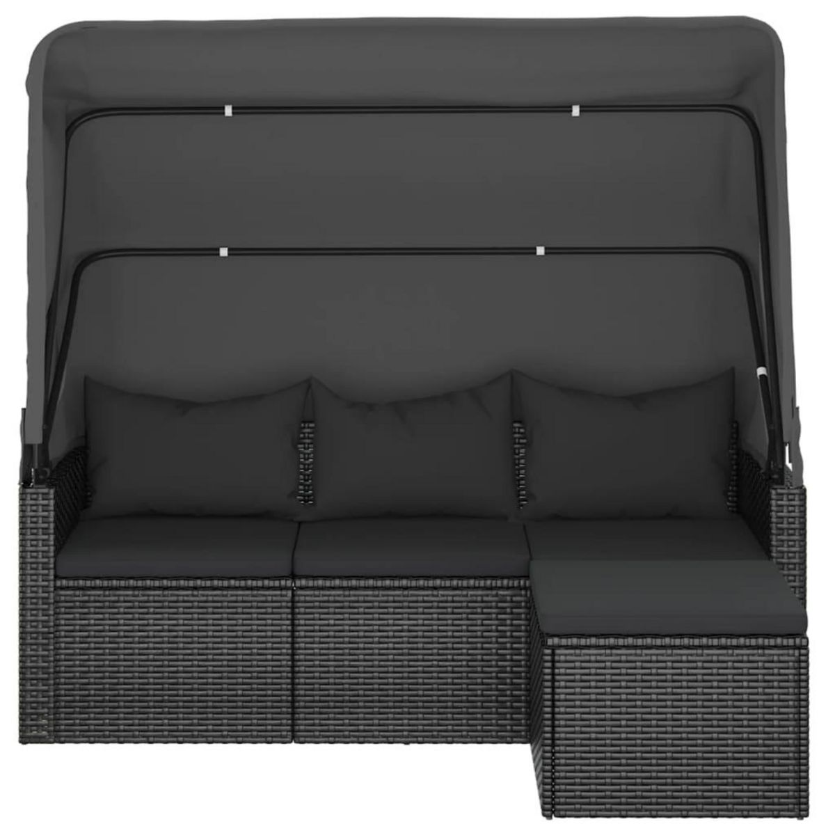 VIDAXL Canape de jardin 3 places avec toit et repose-pieds Noir