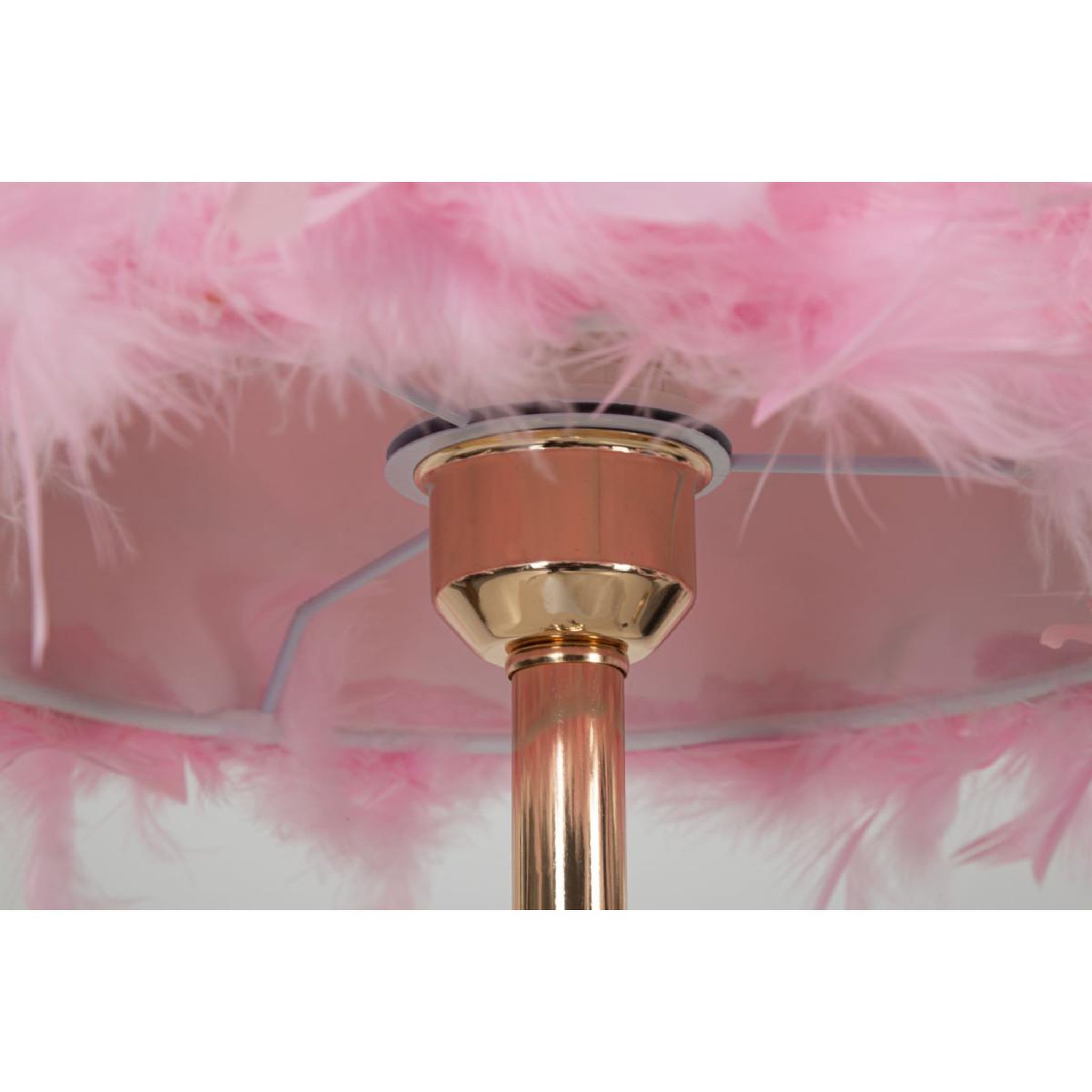 Voir la diapositive 2 : Paris Prix Lampe à poser imitation plume  tarty  54cm or & rose
