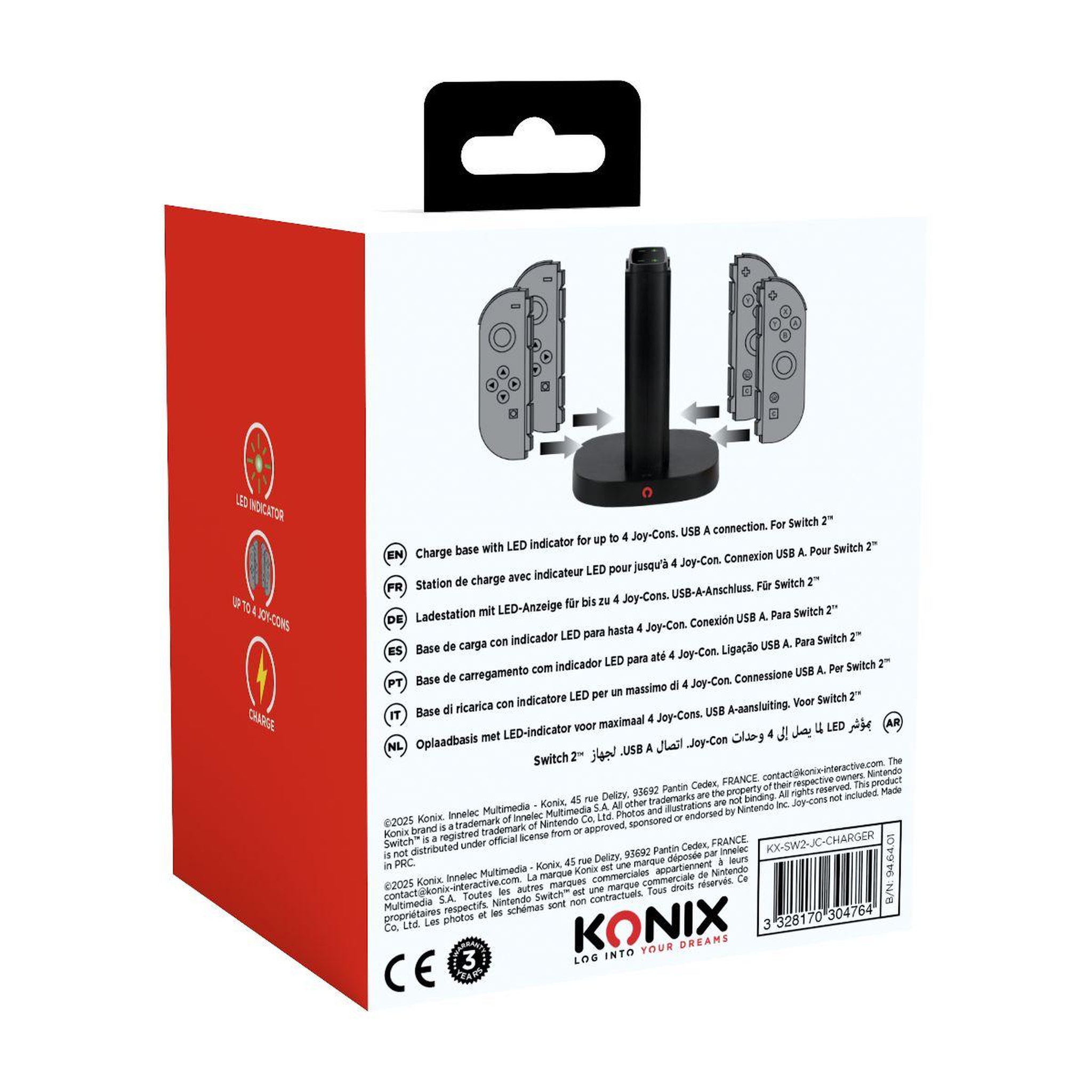 Voir la diapositive 4 : Konix Chargeur switch 2 joycon charger x4