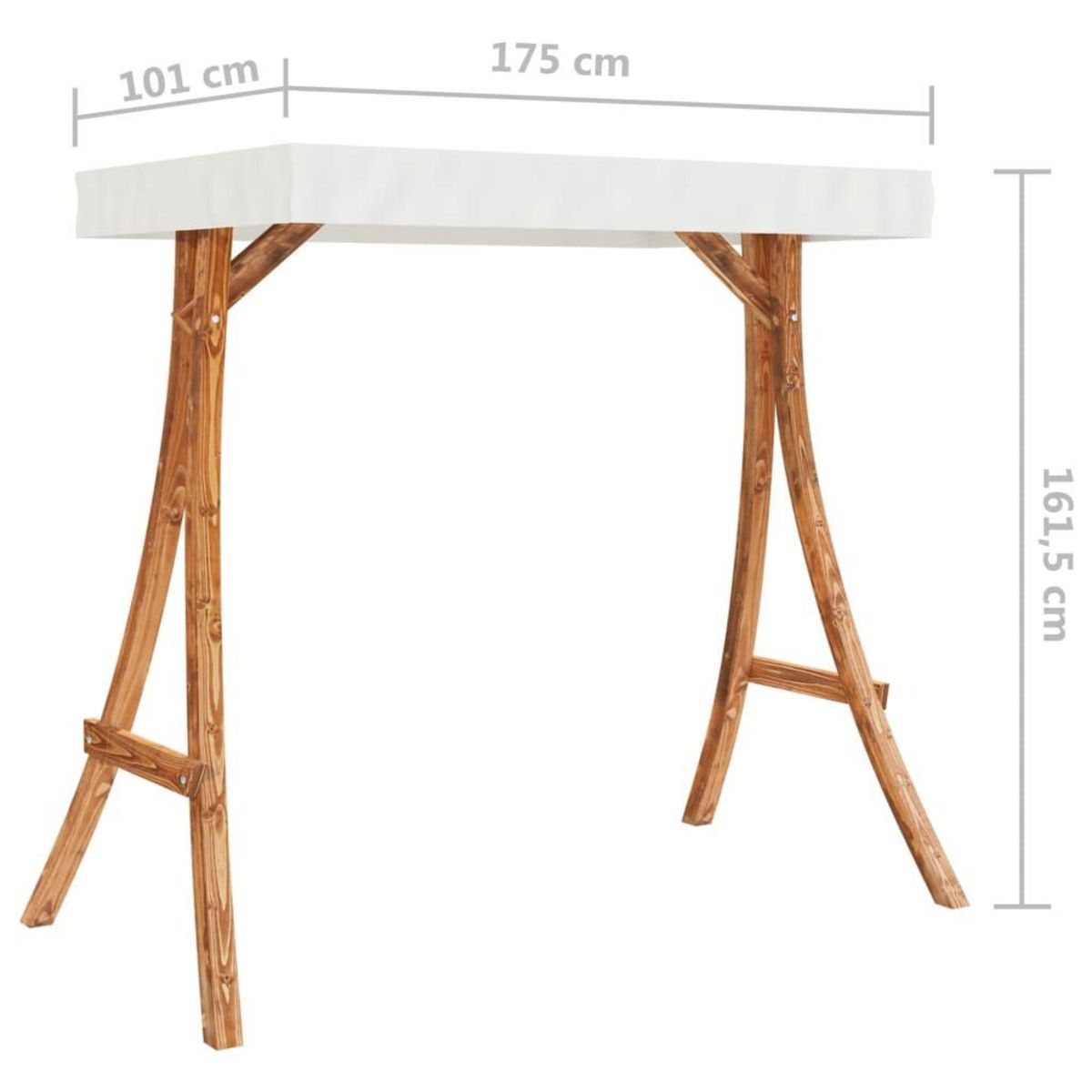 VIDAXL Cadre de balançoire avec toit creme Bois courbe a finition teck