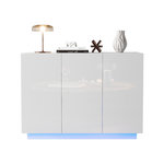 MERAX Buffet 3 porte(s) 0 tiroir(s) - 120 cm blanc led panneau de particules