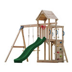 Axi House Portique Moos 2 balançoires + échelle toboggan vert